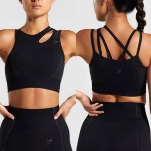 GYMSHARK Ultra Seamless Sports Bra - Black (S)